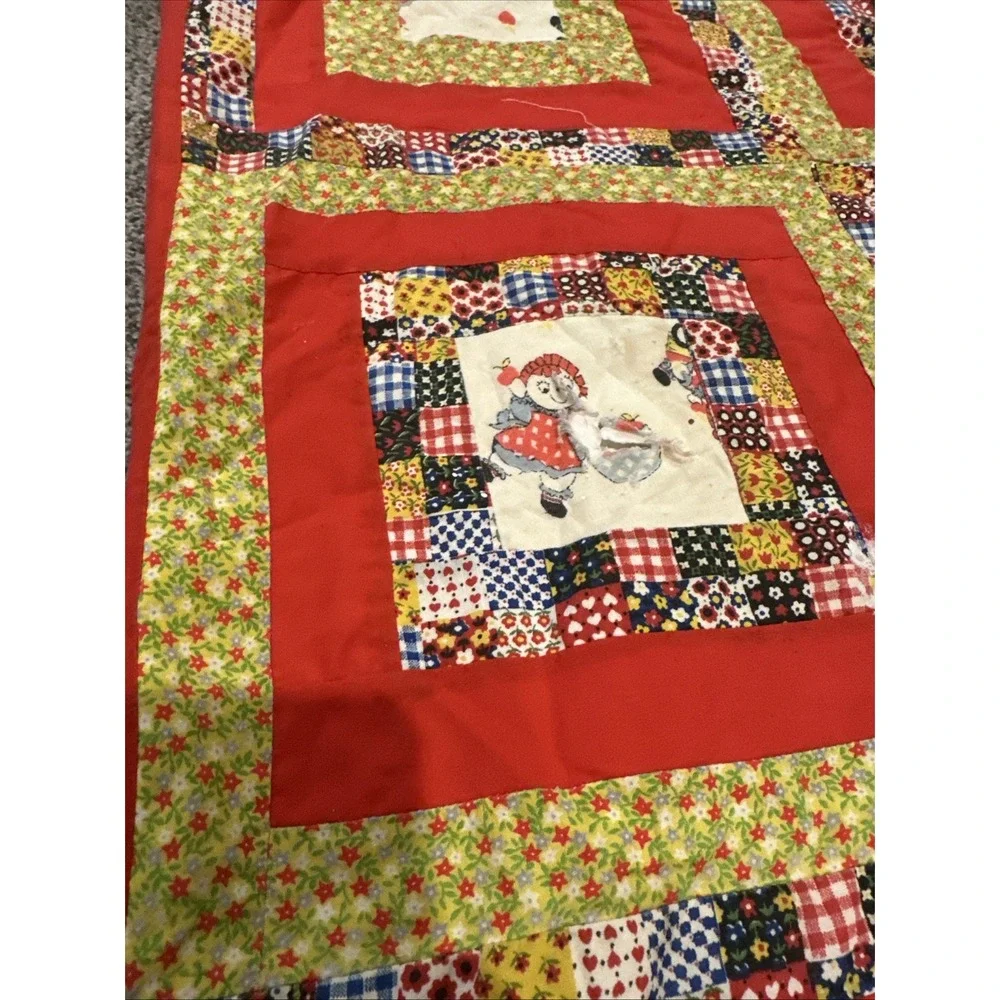 Vintage Raggedy‎ Ann & Andy Homemade Quilt Patchwork, Crib/Toddler Bed Size